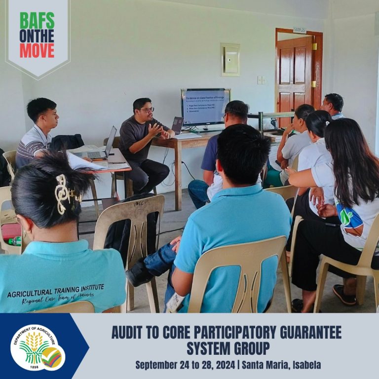 DA-BAFS Assessment Team conducted an office-based assessment and witness audit of a core Participatory Guarantee System (PGS) group based in Santa Maria, Isabela